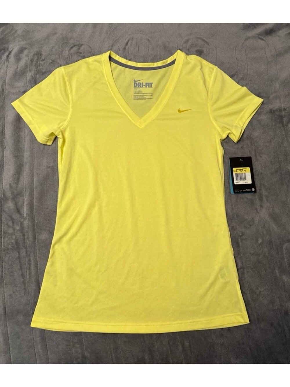 Nike Dri-Fit Yellow Athletic T-Shirt Women's V-Neck Short Sleeve